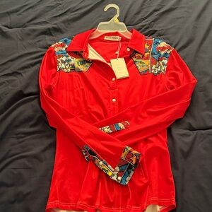 Ranch Dressn Red Comic Print Rodeo Shirt
